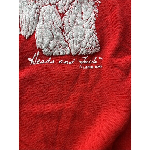 Linda Lori Heads & Tails Red Sweater Dogs XL Vintage - Picture 2 of 8